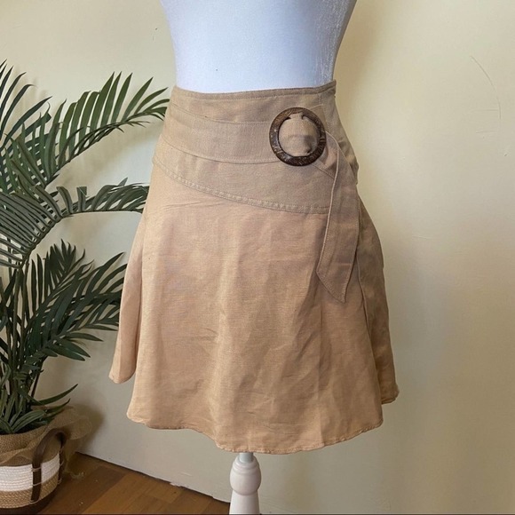 Free People Higher Ground Mini Linen Skirt Beige size 0 - Picture 4 of 9